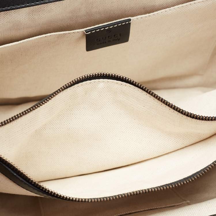 مملوكة مسبقًا Gucci Black Leather Large Dionysus Bamboo Top Handle Bag