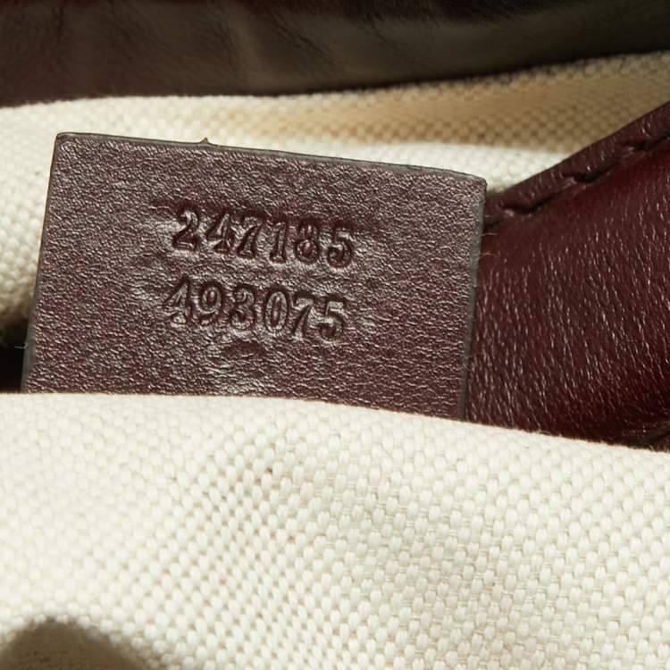 Pre Owned Gucci Dark Burgundy Leather Medium Double G Running Hobo       