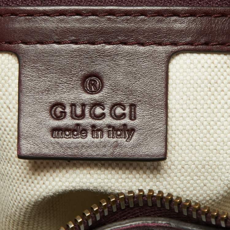 Pre Owned Gucci Dark Burgundy Leather Medium Double G Running Hobo       