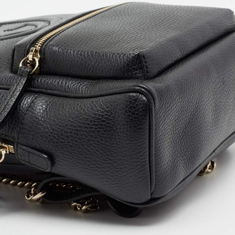 Pre Owned Gucci Black Leather Soho Chain Backpack