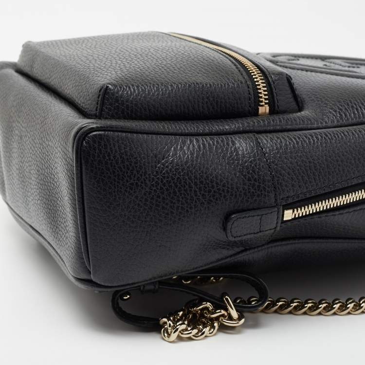 Pre Owned Gucci Black Leather Soho Chain Backpack