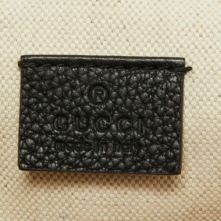 Pre Owned Gucci Black Pebbled Leather Small Logo Web Belt Bag