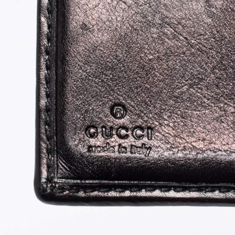 Pre Owned Gucci Black GG Canvas And Leather Bifold Wallet