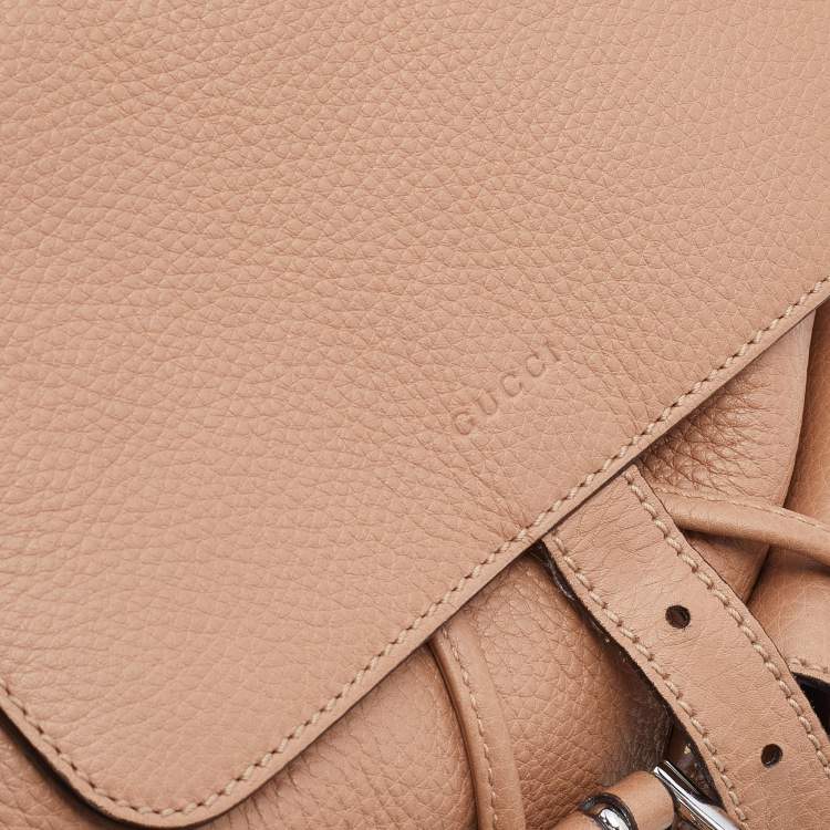 مملوكة مسبقًا Gucci Beige Leather Tassel Bamboo Backpack
