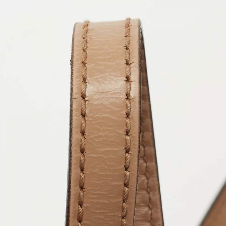 Pre Owned Gucci Beige Glossy Leather Mini Lady Lock Bamboo Top Handle Bag
