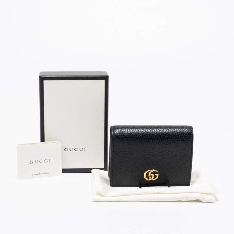 Pre Owned Gucci Black Leather GG Marmont Card Case