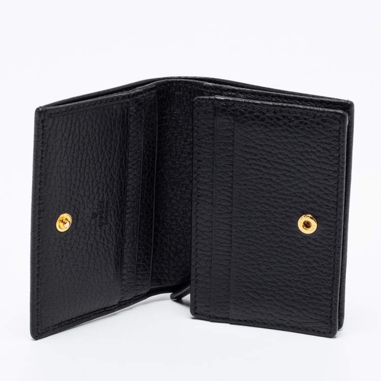 Pre Owned Gucci Black Leather GG Marmont Card Case