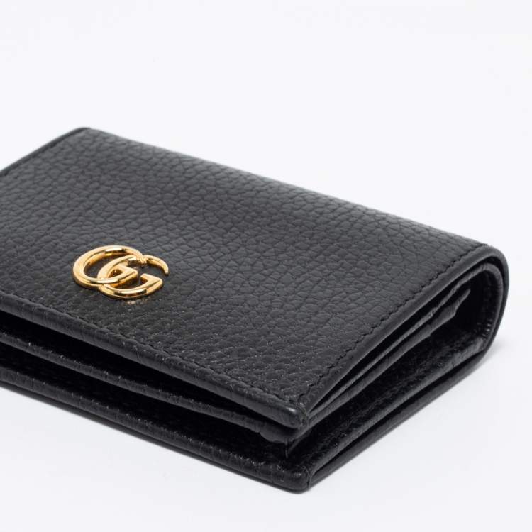 Pre Owned Gucci Black Leather GG Marmont Card Case