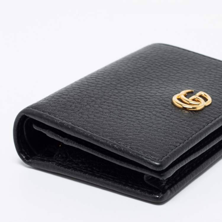 Pre Owned Gucci Black Leather GG Marmont Card Case