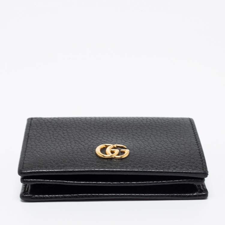 Pre Owned Gucci Black Leather GG Marmont Card Case