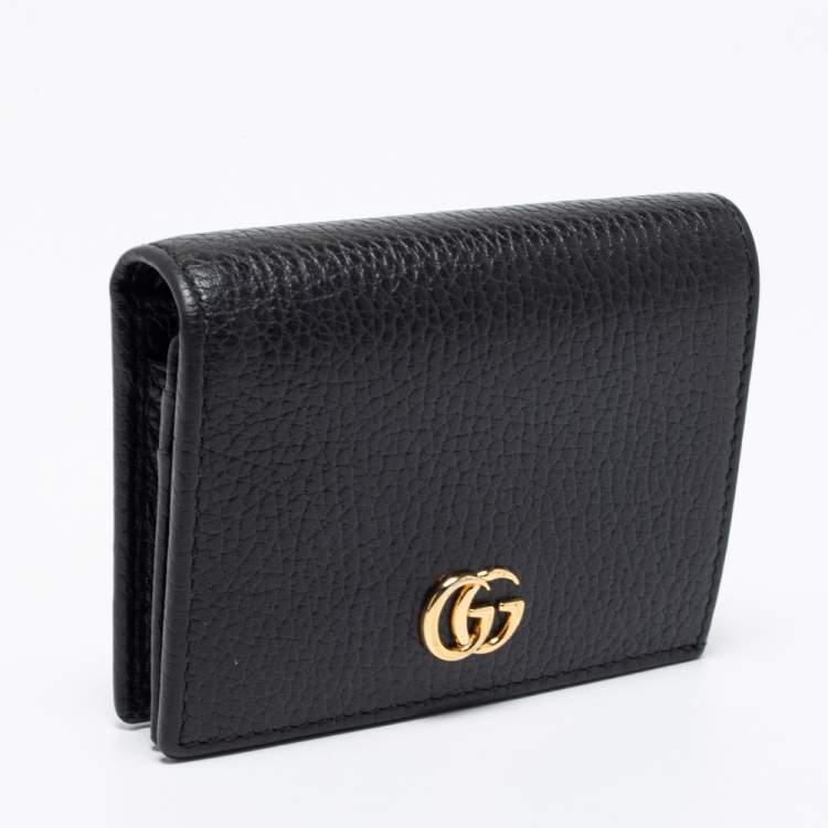 Pre Owned Gucci Black Leather GG Marmont Card Case