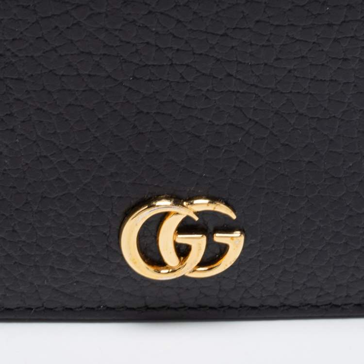 Pre Owned Gucci Black Leather GG Marmont Card Case