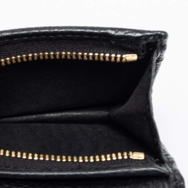 مملوكة مسبقًا Gucci Black Leather GG Marmont Compact Folded Wallet