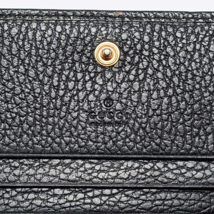 مملوكة مسبقًا Gucci Black Leather GG Marmont Compact Folded Wallet