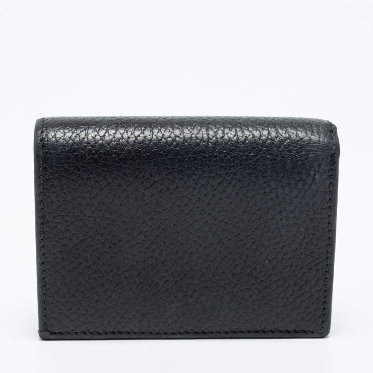 مملوكة مسبقًا Gucci Black Leather GG Marmont Compact Folded Wallet