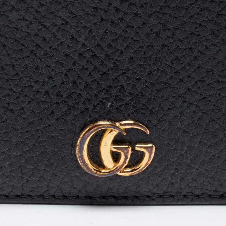 مملوكة مسبقًا Gucci Black Leather GG Marmont Compact Folded Wallet