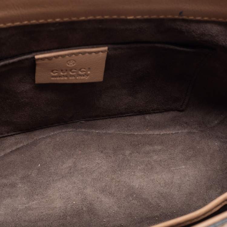 Pre Owned Gucci Beige Glossy Leather Mini Lady Lock Bamboo Top Handle Bag