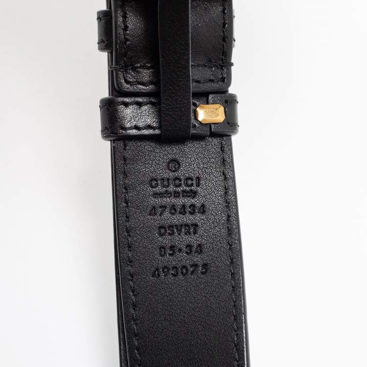 Pre Owned Gucci Black Matelassé  Leather GG Marmont Belt Bag