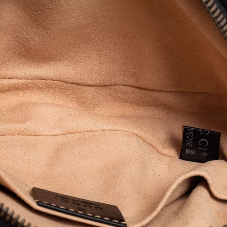 Pre Owned Gucci Black Matelassé  Leather GG Marmont Belt Bag