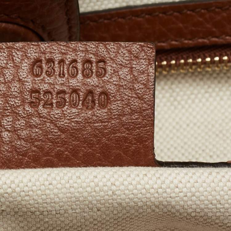 Pre Owned Gucci Blue/Brown GG Denim And Leather Medium Ophidia Tote