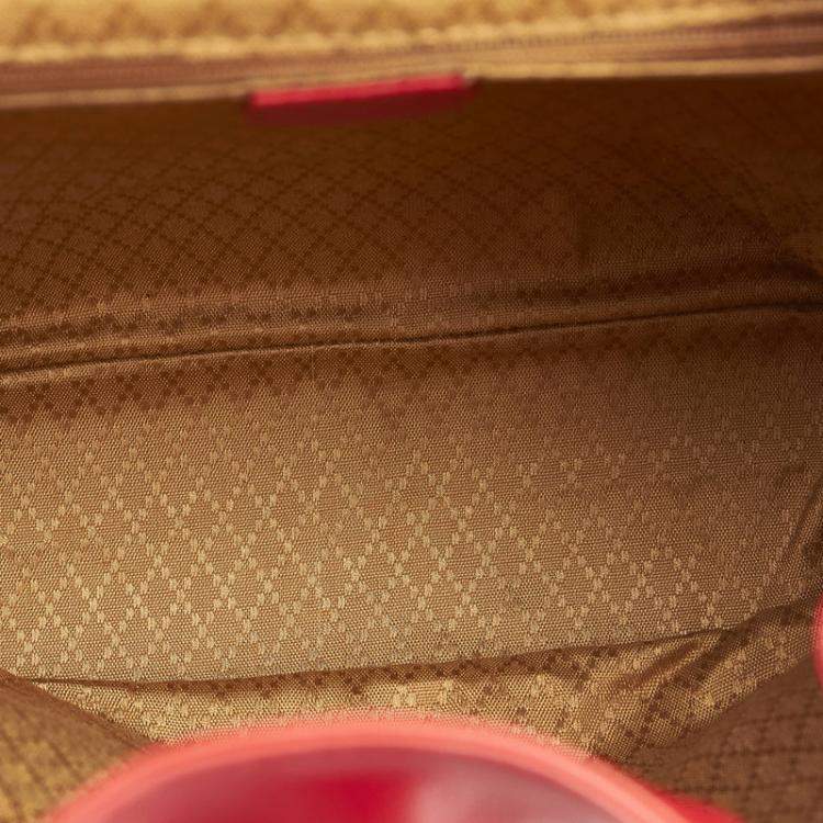 Pre Owned Gucci Red Leather Bamboo Backpack
