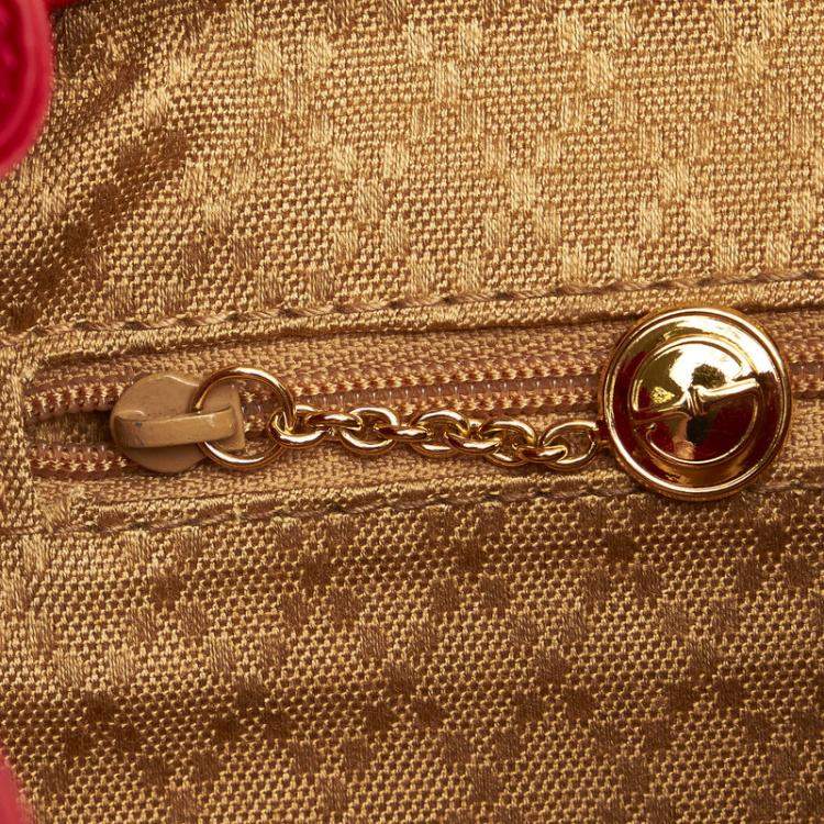 Pre Owned Gucci Red Leather Bamboo Backpack