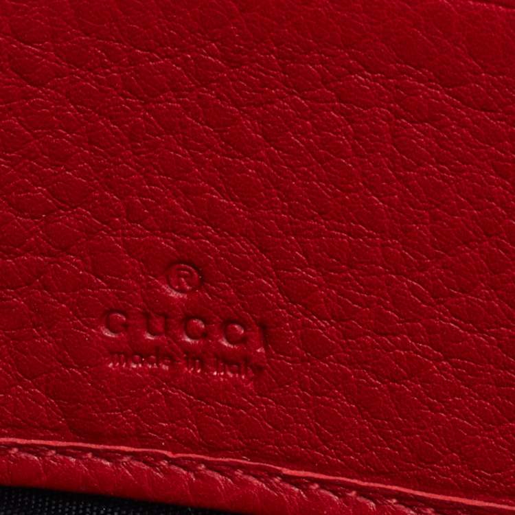 Pre Owned Gucci Red Leather Bamboo Tassel Zip Around Wallet