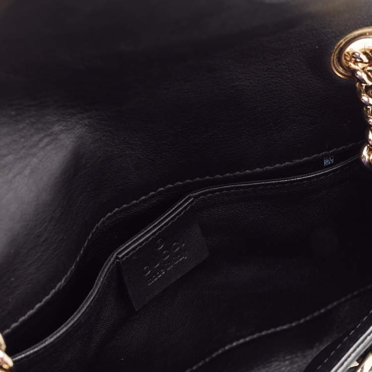 Pre Owned Gucci Black Leather Emily  Chain Shoulder Bag