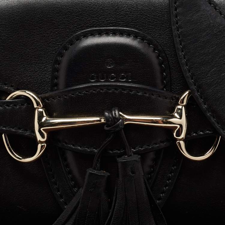 Pre Owned Gucci Black Leather Emily  Chain Shoulder Bag