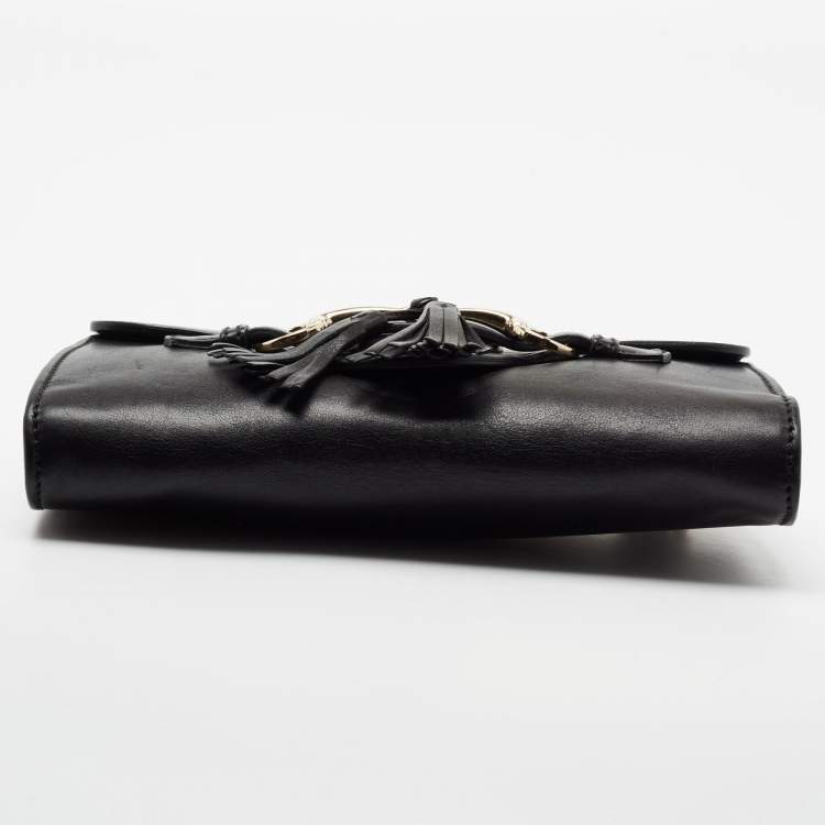 Pre Owned Gucci Black Leather Emily  Chain Shoulder Bag