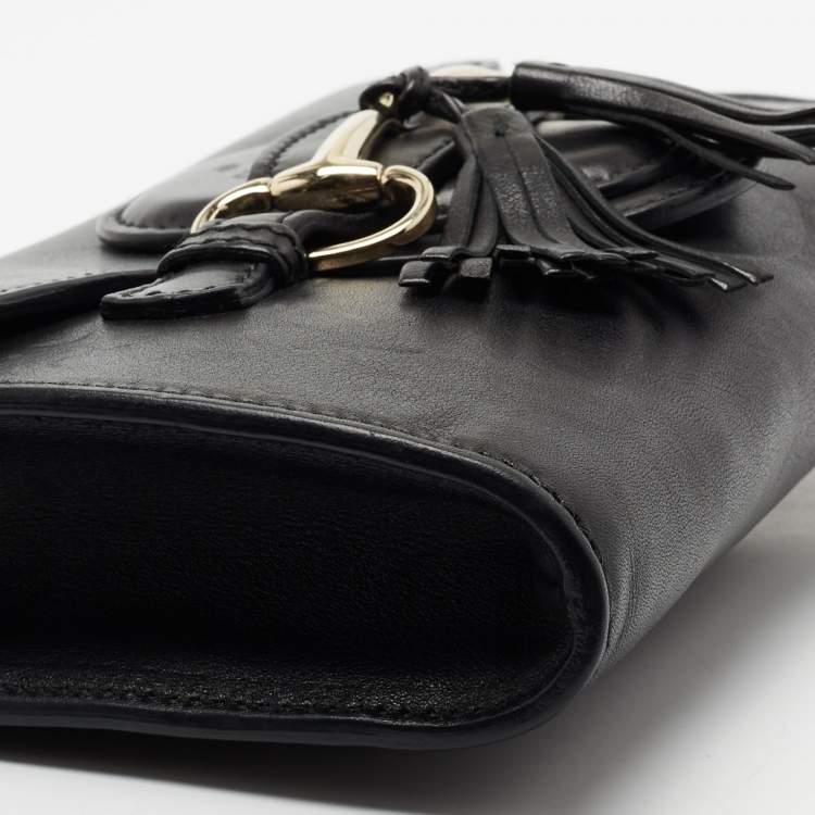 Pre Owned Gucci Black Leather Emily  Chain Shoulder Bag