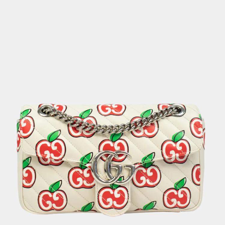 Gucci GG Marmont Small Shoulder Bag, White, Leather