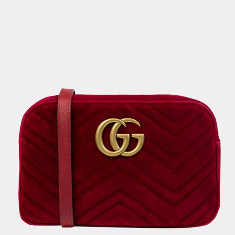 Gucci Women's GG Marmont Small Shoulder Bag - Red - Shoulder Bags