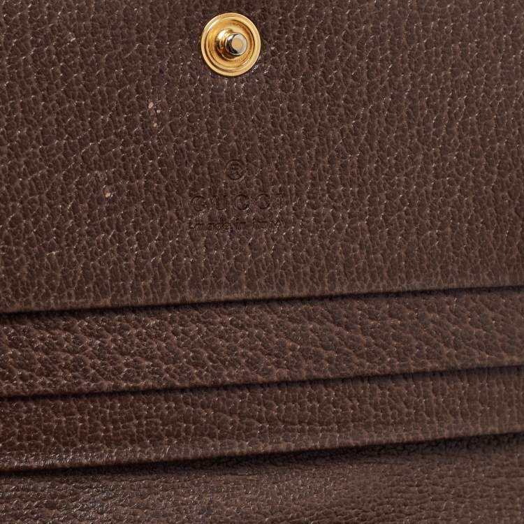 Pre Owned Gucci Beige/Brown GG Supreme Canvas and Leather Ophidia Compact Wallet