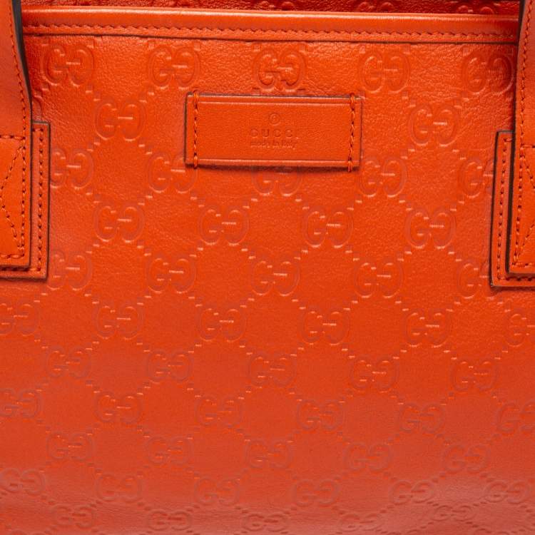 Pre Owned Gucci Orange Guccissima Leather Small Shopper Tote