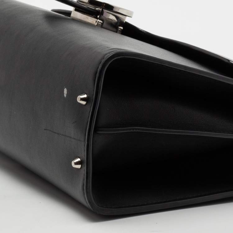 Pre Owned Gucci Black Leather Dollar Interlocking G Shoulder Bag