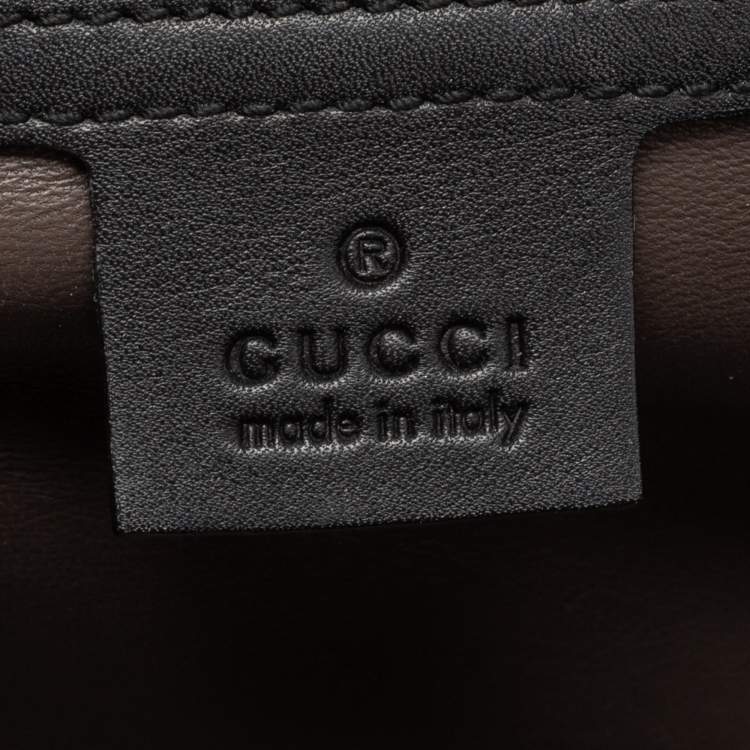Pre Owned Gucci Black Leather Dollar Interlocking G Shoulder Bag