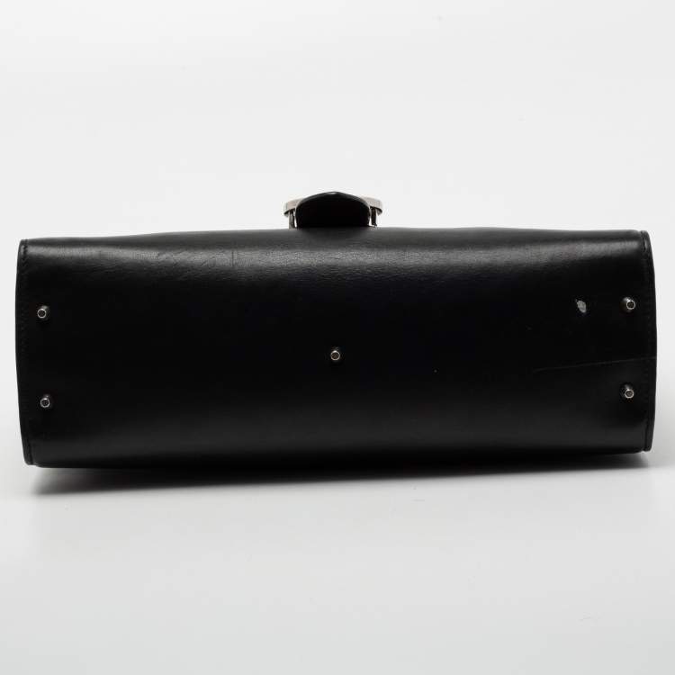 Pre Owned Gucci Black Leather Dollar Interlocking G Shoulder Bag