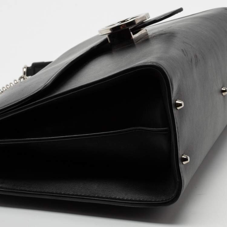 Pre Owned Gucci Black Leather Dollar Interlocking G Shoulder Bag