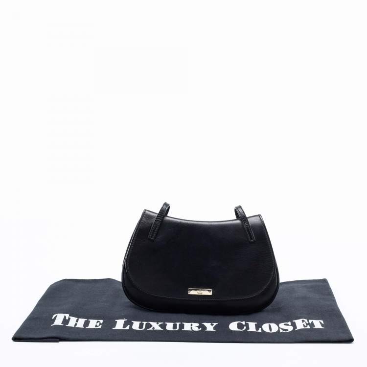 Pre Owned Gucci Black Leather Flap Clutch