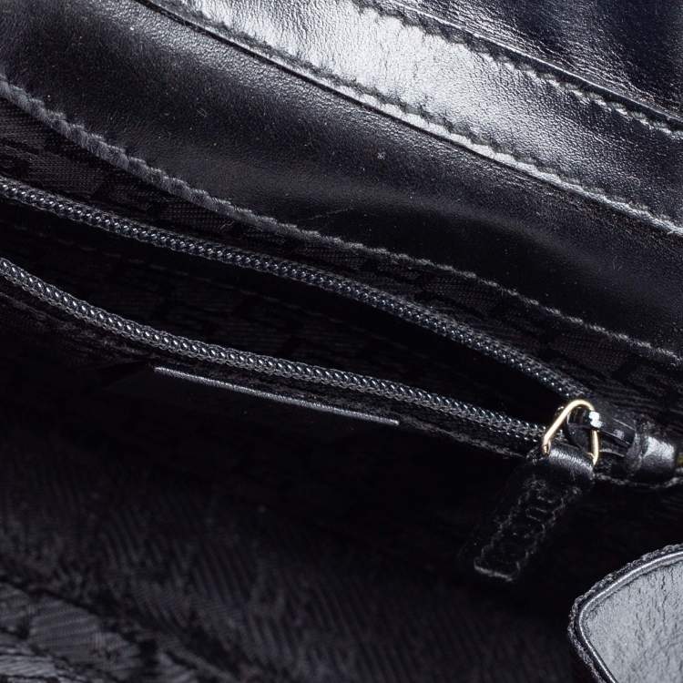 Pre Owned Gucci Black Leather Flap Clutch
