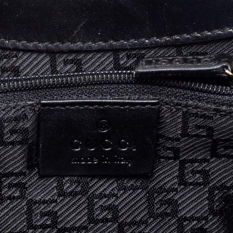Pre Owned Gucci Black Leather Flap Clutch