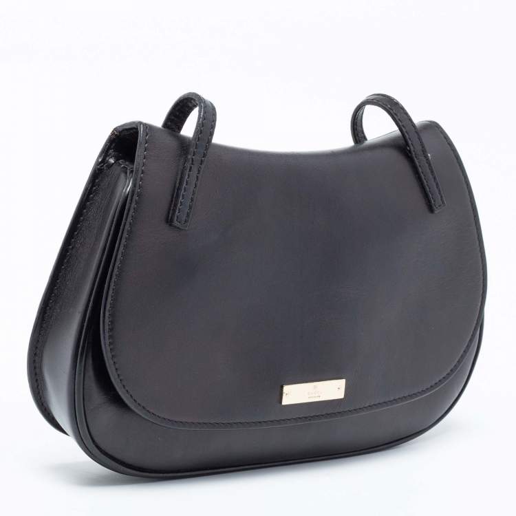 Pre Owned Gucci Black Leather Flap Clutch