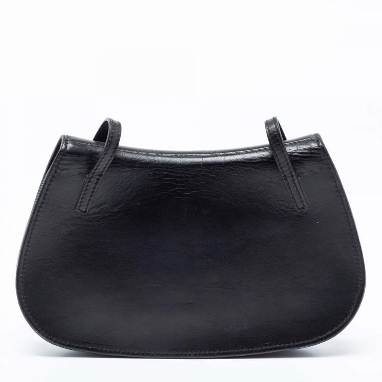 Pre Owned Gucci Black Leather Flap Clutch