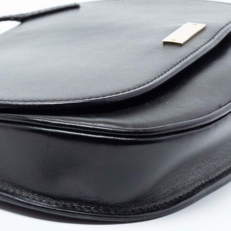 Pre Owned Gucci Black Leather Flap Clutch