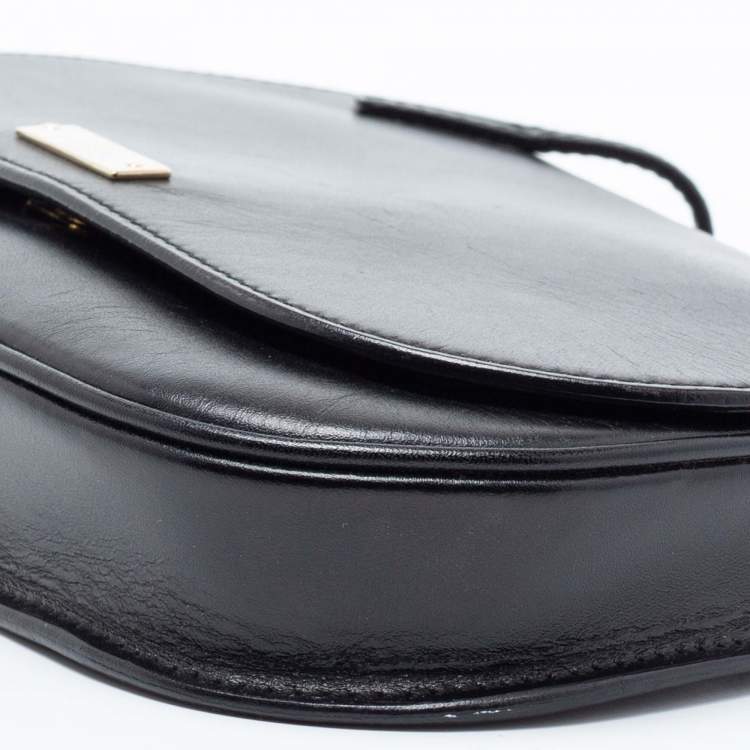 Pre Owned Gucci Black Leather Flap Clutch