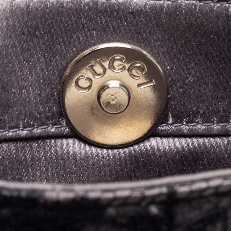 Pre Owned Gucci Grey/ Black Lace Shoulder Bag