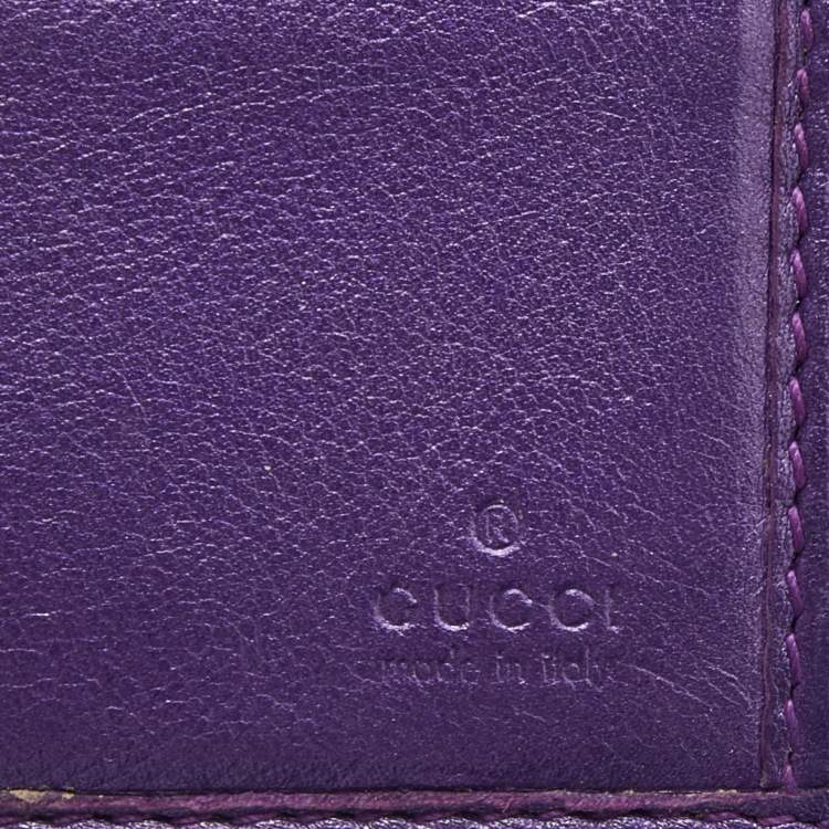 Pre Owned Gucci Metallic Purple Guccissima Leather Compact Wallet