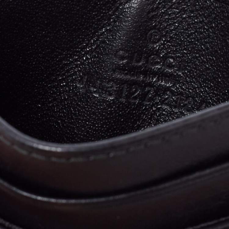 Pre Owned Gucci Black Chevron Quilted Leather GG Marmont Card Case