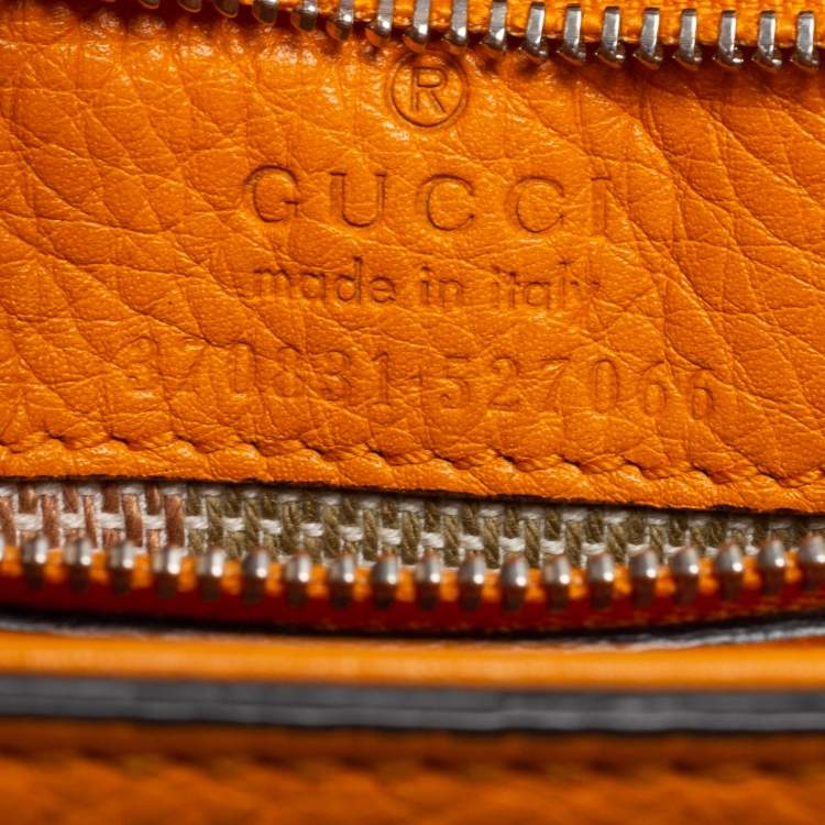 Pre Owned Gucci Tangerine Leather Small Bamboo Daily Top Handle Bag